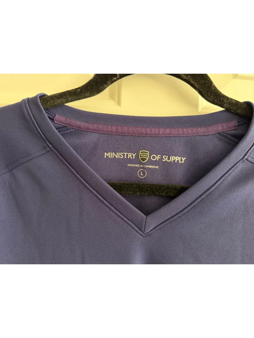 Ministry of Supply Purple V-Neck Long Sleeve Performance Top Shirt Size Large